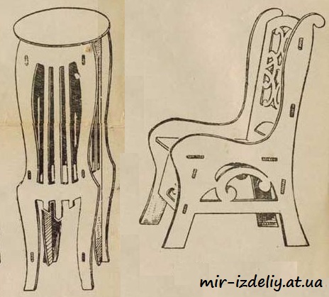 Стул и Под цветочник из фанеры