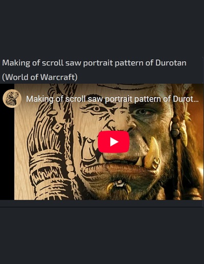 Чертеж: Making of scroll saw portrait pattern of Durotan (World of Warcraft)