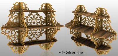 Полочка витая под книги с перегородкой на три яруса из фанеры