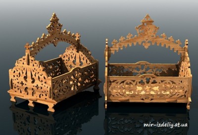 Корзинка симметричным цветком из фанеры