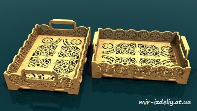 Поднос с круговым узором из фанеры