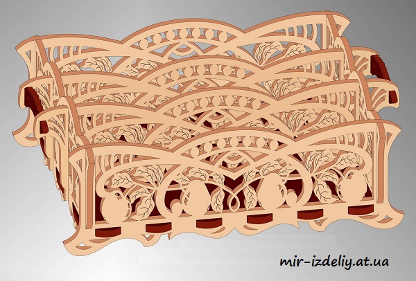 Корзина с орнаментом персиков на три ячейки