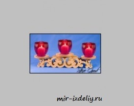 Подсвечник низкий на 3 свечи из фанеры